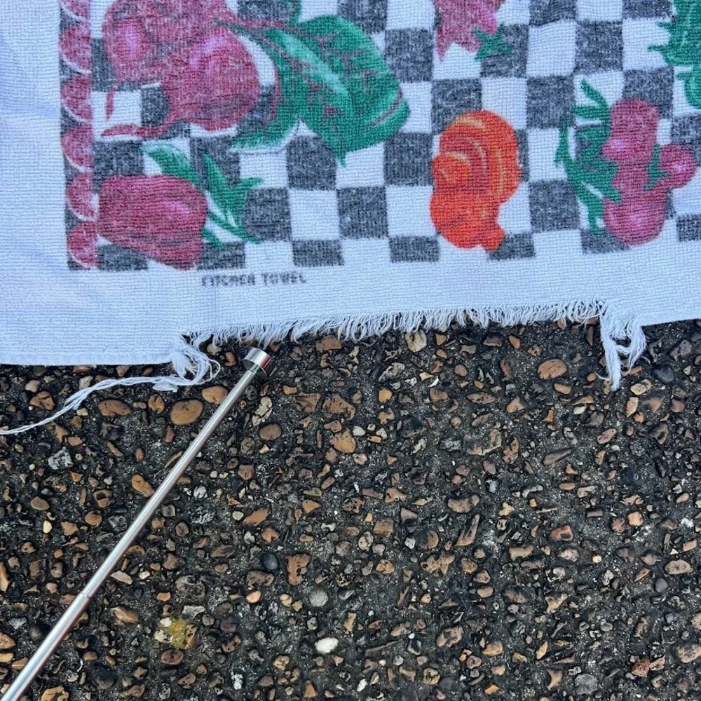 Vintage Vegetables Checkerboard‎ Retro Kitchen Dish Towel Set of 3